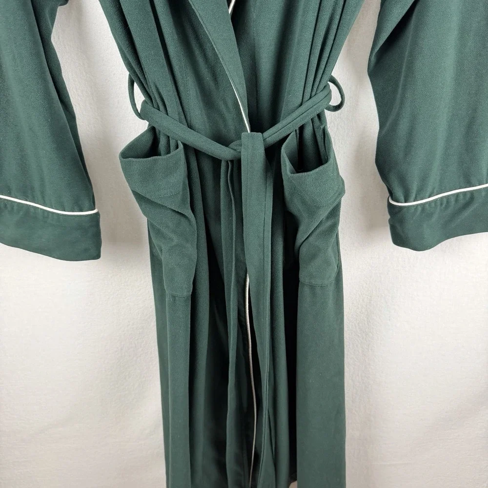 VTG Lauren Ralph Lauren Womens Robe Sz M Green W/ Embroidered Crest Old Money **